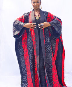 Ayra Woven Kente and Linen Trim Kimono